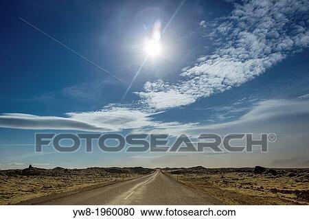 Empty road with lava landscape, Iceland. View Large Photo Image Stock Image - Empty road with lava landscape, Iceland.. Fotosearch