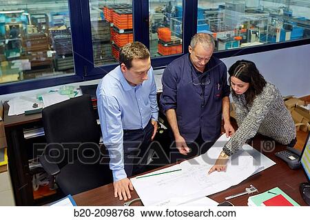 Stock Photo - Engineering Office. Machined Indecober. Machining of precision parts in series. Automotive industry. Berriz. Bizkaia. Basque Country. Spain.. Fotosearch