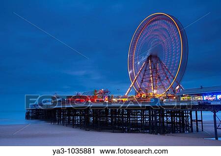 England, Lancashire, Blackpool Blackpool Central Pier at dusk View Large Photo Image Stock Image - England, Lancashire, Blackpool Blackpool Central Pier at dusk. Fotosearch