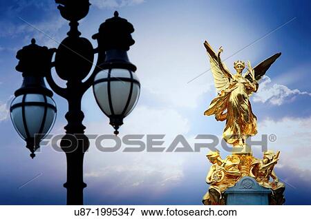 England, London, Buckingham Palace, Queen Victoria Memorial, Nike statue Goddess of Victory. View Large Photo Image Stock Photo - England, London, Buckingham Palace, Queen Victoria Memorial, Nike statue Goddess of Victory.. Fotosearch