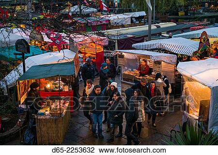 England, London, Camden, Camden Market, outdoor food court, dusk. View Large Photo Image Stock Image - England, London, Camden, Camden Market, outdoor food court, dusk.. Fotosearch
