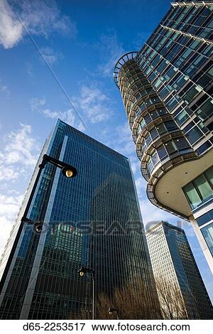 England, London, Docklands, Canary Wharf skyscrapers. View Large Photo Image Stock Photo - England, London, Docklands, Canary Wharf skyscrapers.. Fotosearch