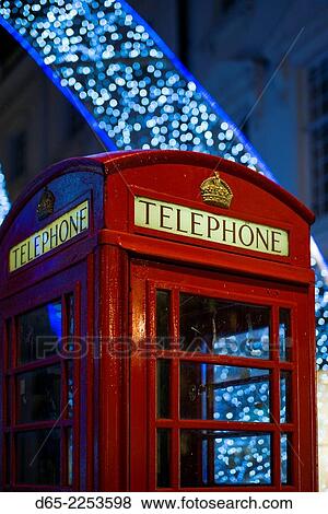 England, London, Soho, English telephone box and Christmas decorations. View Large Photo Image Stock Photo - England, London, Soho, English telephone box and Christmas decorations.. Fotosearch