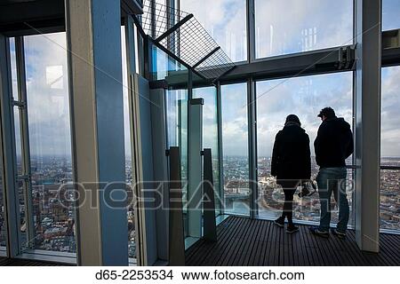Picture - England, London, The Shard building, the View from the Shard observation platform, people, NR.. Fotosearch