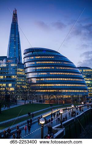 England, London, The Shard fand London City Hall buildings, dusk. View Large Photo Image Stock Image - England, London, The Shard fand London City Hall buildings, dusk.. Fotosearch
