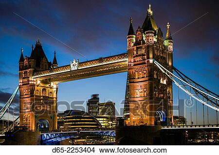 England, London, Tower Bridge, dusk. View Large Photo Image Picture - England, London, Tower Bridge, dusk.. Fotosearch