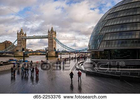 England, London, Tower Bridge, London City Hall, and Thames River, dusk. View Large Photo Image Stock Photograph - England, London, Tower Bridge, London City Hall, and Thames River, dusk.. Fotosearch