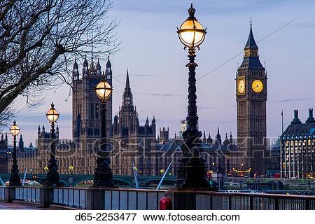 England, London, Victoria Embankment, Houses of Parliament and Big Ben, dawn. View Large Photo Image Stock Photo - England, London, Victoria Embankment, Houses of Parliament and Big Ben, dawn.. Fotosearch