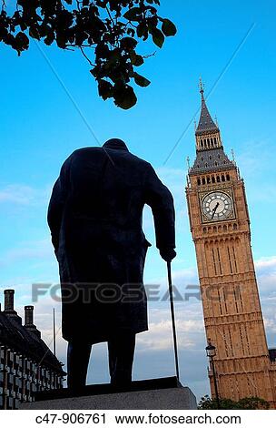 England, London, Westminster, The Big Ben and W Churchill statue in foreground View Large Photo Image Stock Image - England, London, Westminster, The Big Ben and W Churchill statue in foreground. Fotosearch