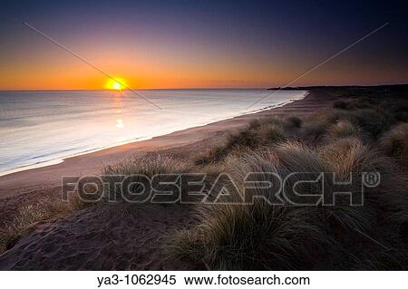 England, Northumberland, Blyth Beach Blyth Beach and sand dunes at sunrise, looking south towards Seaton Sluice View Large Photo Image Stock Photography - England, Northumberland, Blyth Beach Blyth Beach and sand dunes at sunrise, looking south towards Seaton Sluice. Fotosearch