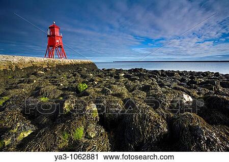 England, Tyne & Wear, South Shields Little Haven Beach, looking towards the South Groyne Lighthouse View Large Photo Image Stock Image - England, Tyne & Wear, South Shields Little Haven Beach, looking towards the South Groyne Lighthouse. Fotosearch