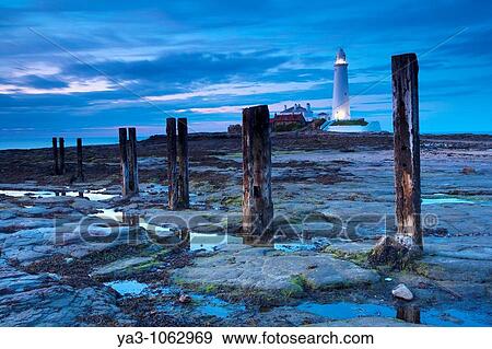 England, Tyne & Wear, St Mary's Lighthouse St Marys Island and Lighthouse, a popular tourist destination near Whitley Bay View Large Photo Image Stock Photo - England, Tyne & Wear, St Mary's Lighthouse St Marys Island and Lighthouse, a popular tourist destination near Whitley Bay. Fotosearch