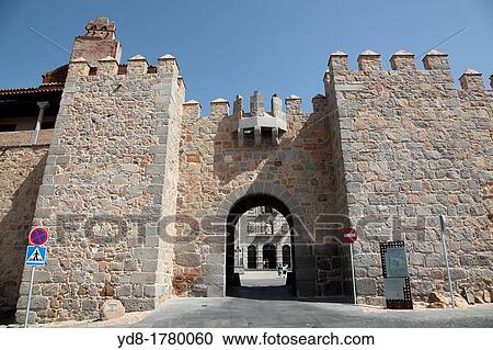 Stock Image - Entrance through the wall to the Church of Santa Teresa, Avila, Spain, Europe. Fotosearch