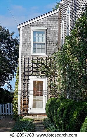 Entrance to a shingled home, Nantucket, Massachusetts, United States. View Large Photo Image Stock Image - Entrance to a shingled home, Nantucket, Massachusetts, United States.. Fotosearch