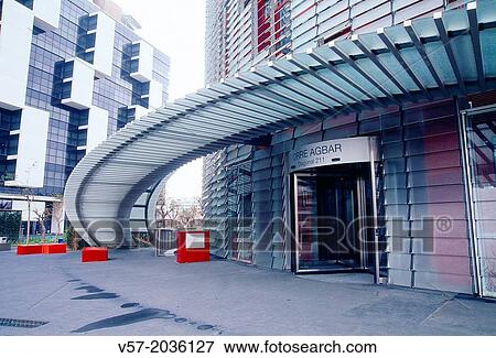 Stock Photo - Entrance to Agbar Tower. Diagonal Avenue, Barcelona, Catalonia, Spain.. Fotosearch