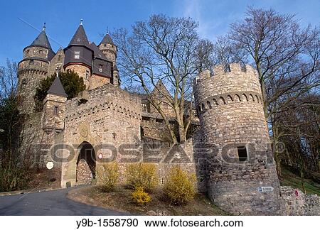 Stock Image - Entrance to historic Braunfels Castle, Braunfels, Germany. Fotosearch