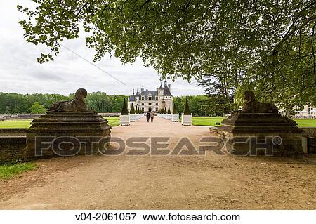 Stock Photo - Entrance to the beautiful Ch? teau de Chenonceau (Chenonceau Castle) in the Loire Valley, Indre-et-Loire, France, Europe. Fotosearch