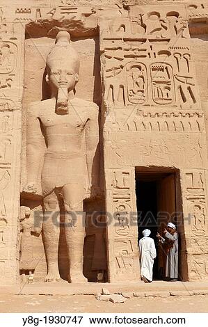 Stock Photo - Entrance to the Temple of Queen Nefertari at Abu Simbel on the shore of Lake Nasser, Egypt, Unesco. Fotosearch