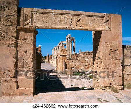 Entrance to the theatre, Roman ruins of Leptis Magna. Libya View Large Photo Image Stock Image - Entrance to the theatre, Roman ruins of Leptis Magna. Libya. Fotosearch