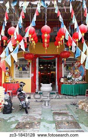 Stock Photo - Entry of a buddhist temple, UNESCO World Heritage Site, Georgetown, Penang Hill. Fotosearch