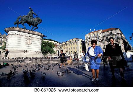 Equestrian statue of King John I in the Pra? a da Figueira, Lisbon, Portugal View Large Photo Image Stock Photograph - Equestrian statue of King John I in the Pra? a da Figueira, Lisbon, Portugal. Fotosearch