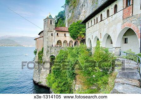 Eremo San Caterina del Sasso Lago Maggiore Italy View Large Photo Image Stock Photography - Eremo San Caterina del Sasso Lago Maggiore Italy. Fotosearch