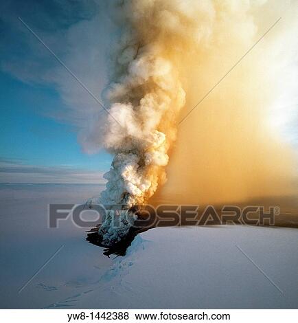 Stock Photo - Eruption of Grimsfjall Volcano 1998, Vatnajokull Ice Cap, Iceland. Fotosearch
