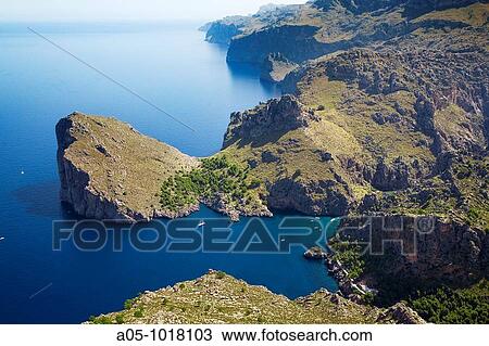 Es Morro de Sa Vaca and Sa Calobra. Tramuntana mountain range. Majorca. Balearic Islands. Spain. View Large Photo Image Stock Image - Es Morro de Sa Vaca and Sa Calobra. Tramuntana mountain range. Majorca. Balearic Islands. Spain.. Fotosearch