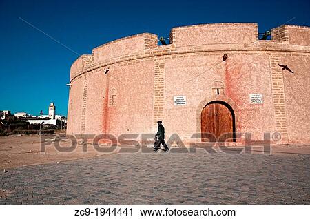 Stock Image - Essaouira medina wall with cannons, Morocco.. Fotosearch