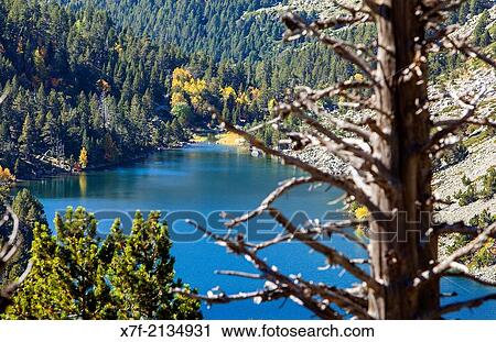 Stock Image - `Estany Llong?,Llong lake, Aig? estortes i Estany de Sant Maurici National Park, Pyrenees, Lleida province, Catalonia, Spain.. Fotosearch
