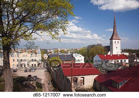 Stock Photo - Estonia, Northeastern Estonia, Rakvere, town view with town church. Fotosearch