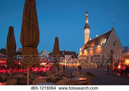 Estonia, Tallinn, Old Town, Raekoja plats, Town Hall Square, evening View Large Photo Image Picture - Estonia, Tallinn, Old Town, Raekoja plats, Town Hall Square, evening. Fotosearch