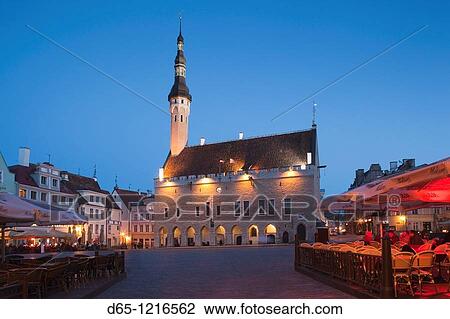 Estonia, Tallinn, Old Town, Raekoja plats, Town Hall Square, evening View Large Photo Image Stock Image - Estonia, Tallinn, Old Town, Raekoja plats, Town Hall Square, evening. Fotosearch