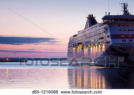 Estonia, Tallinn, Passenger Port, international ferry, sunrise View Large Photo Image Stock Photo - Estonia, Tallinn, Passenger Port, international ferry, sunrise. Fotosearch