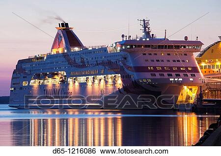 Estonia, Tallinn, Passenger Port, international ferry, sunrise View Large Photo Image Stock Photograph - Estonia, Tallinn, Passenger Port, international ferry, sunrise. Fotosearch