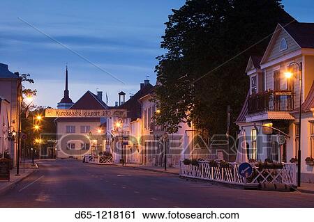 Estonia, Western Estonia Islands, Saaremaa Island, Kuressaare, buildings on Lossi Street Lossi Street, evening View Large Photo Image Stock Image - Estonia, Western Estonia Islands, Saaremaa Island, Kuressaare, buildings on Lossi Street Lossi Street, evening. Fotosearch