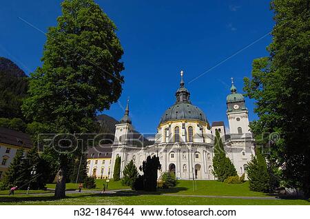 Ettal, Ettal Abbey, Near Oberammergau, monastery church and courtyard, Upper Bavaria, Bavaria, Germany, Europe View Large Photo Image Picture - Ettal, Ettal Abbey, Near Oberammergau, monastery church and courtyard, Upper Bavaria, Bavaria, Germany, Europe. Fotosearch
