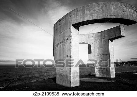 Eulogy of the Horizon by Eduardo Chillida public monument in Gijon city Asturias Spain. View Large Photo Image Stock Photography - Eulogy of the Horizon by Eduardo Chillida public monument in Gijon city Asturias Spain.. Fotosearch