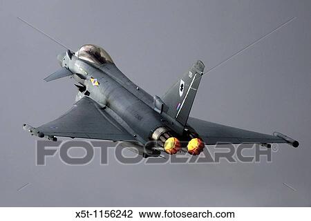 Stock Image - Eurofighter Typhoon is a twin-engine canard-delta wing multirole aircraft at the Royal International Air Tattoo. Fotosearch