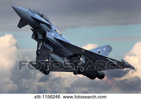 Stock Photograph - Eurofighter Typhoon is a twin-engine canard-delta wing multirole aircraft at the Royal International Air Tattoo. Fotosearch