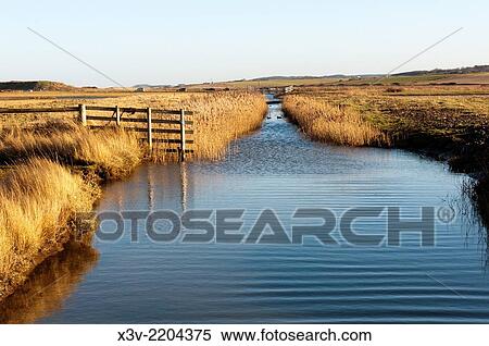 Stock Photography - Europe, England, Norfolk - Salthouse Marshes on the North Norfolk coast.. Fotosearch