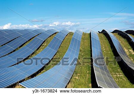 Picture - Europe, France, Alpes de Haute Provence region Puimichel, the Mees Solar Farm, solar panels. Fotosearch