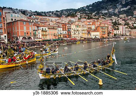 Europe, France, Alpes-Maritimes, Villefranche-sur-Mer. Naval battle of flowers View Large Photo Image Stock Photograph - Europe, France, Alpes-Maritimes, Villefranche-sur-Mer. Naval battle of flowers. Fotosearch