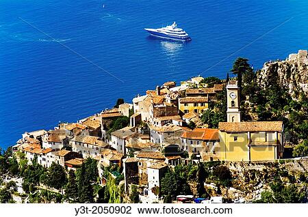 Europe, France, Alpes-Maritimes. The famous perched village of Eze. View Large Photo Image Stock Image - Europe, France, Alpes-Maritimes. The famous perched village of Eze.. Fotosearch