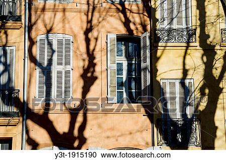 Europe, France, Bouches-du-Rhone, Aix-en-Provence. Shadows on the facades. View Large Photo Image Stock Image - Europe, France, Bouches-du-Rhone, Aix-en-Provence. Shadows on the facades.. Fotosearch