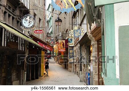 Europe, France, Bretagne, Brittany Region, Normandie, Mont Saint Michel, Street abbey View Large Photo Image Stock Image - Europe, France, Bretagne, Brittany Region, Normandie, Mont Saint Michel, Street abbey. Fotosearch