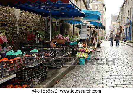 Europe, France, Bretagne Brittany region, Dinan Village, Typical market View Large Photo Image Stock Image - Europe, France, Bretagne Brittany region, Dinan Village, Typical market. Fotosearch
