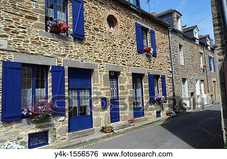 Europe, France, Bretagne Brittany Region, Cancale Village, typical building and street. View Large Photo Image Stock Photograph - Europe, France, Bretagne Brittany Region, Cancale Village, typical building and street.. Fotosearch