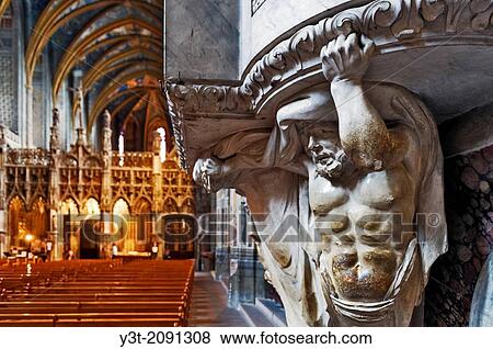 Europe, France, Tarn, Albi. Episcopal city, classified as UNESCO World Heritage. Cathedral Sainte-Cecile. Caryatid. View Large Photo Image Stock Photo - Europe, France, Tarn, Albi. Episcopal city, classified as UNESCO World Heritage. Cathedral Sainte-Cecile. Caryatid.. Fotosearch