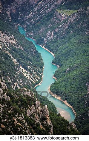 Stock Image - Europe, France, Var, Regional Natural Park of Verdon, Gorges du Verdon. The grand canyon.. Fotosearch